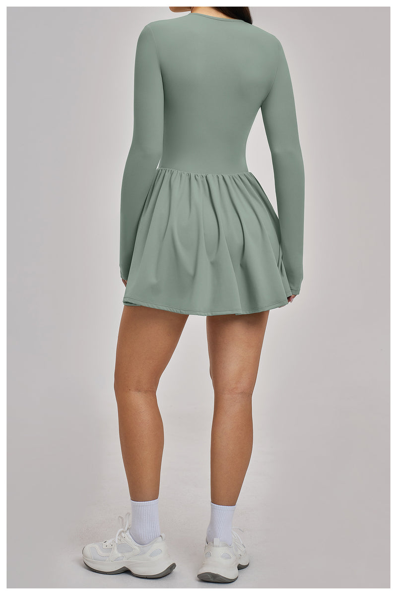 light green tennis dress Green Collar Backless Tennis Dress