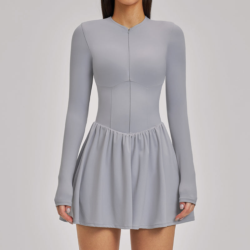 grey athletic dress HDE Womens Exercise Workout Dress with Built-in Shorts Sleeveless Athletic Dresses for Golf Tennis Sage Gray - L