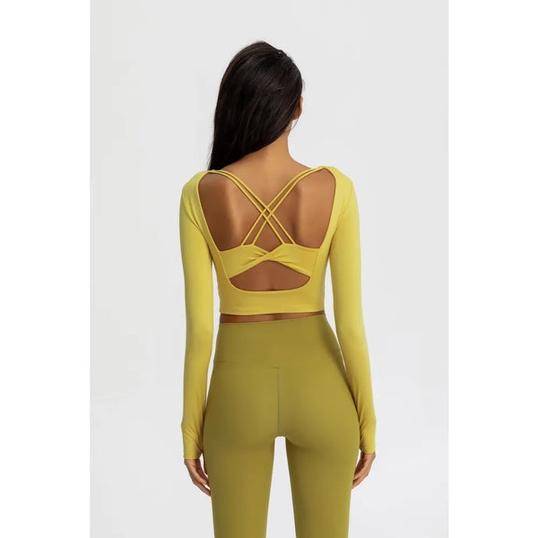 B|Fit Seamless Sculpt Crossed Crop - Yellow
